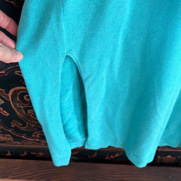 ST JOHN Seafoam Green petite CARDIGAN SWEATER  M-L - Picture 5 of 6